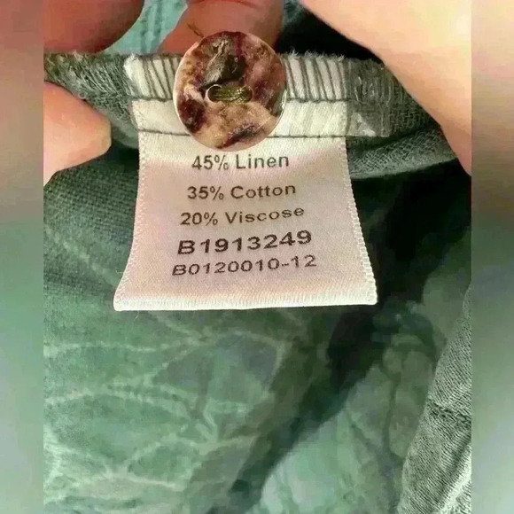 Kleen linen cotton blend button down drapey‎ teal green artsy lagenlook jacket L - Picture 9 of 12